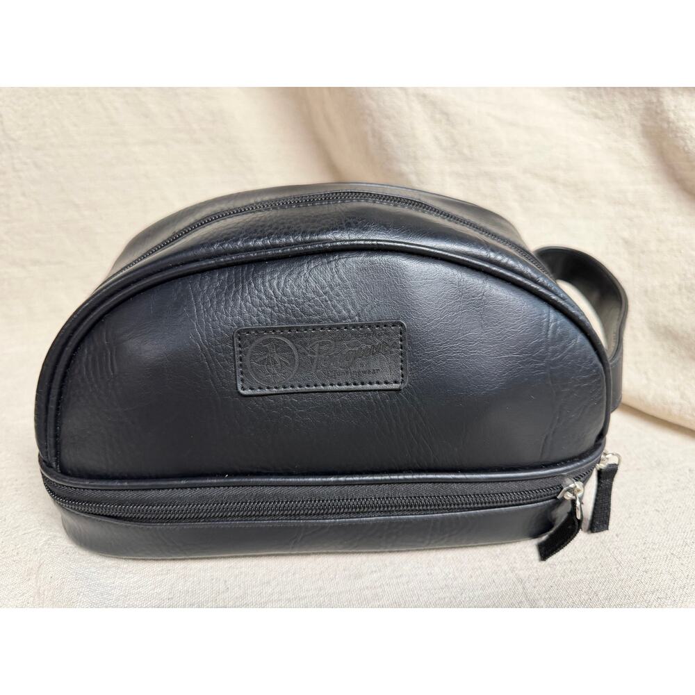 Penguin by Munsingwear Black Travel Toiletry Bag Dopp Kit Faux Leather Zip Case